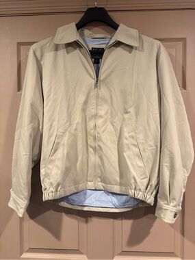 Jos. A. Bank Beige Zip-Front Bomber Jacket